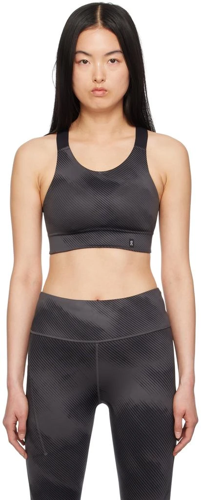 On Gray Performance Graphic Sport Bra 1