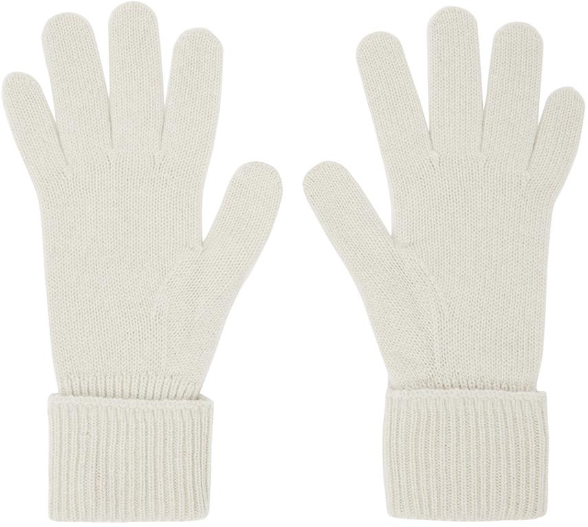 Burberry Off-White Logo-Embroidered Gloves