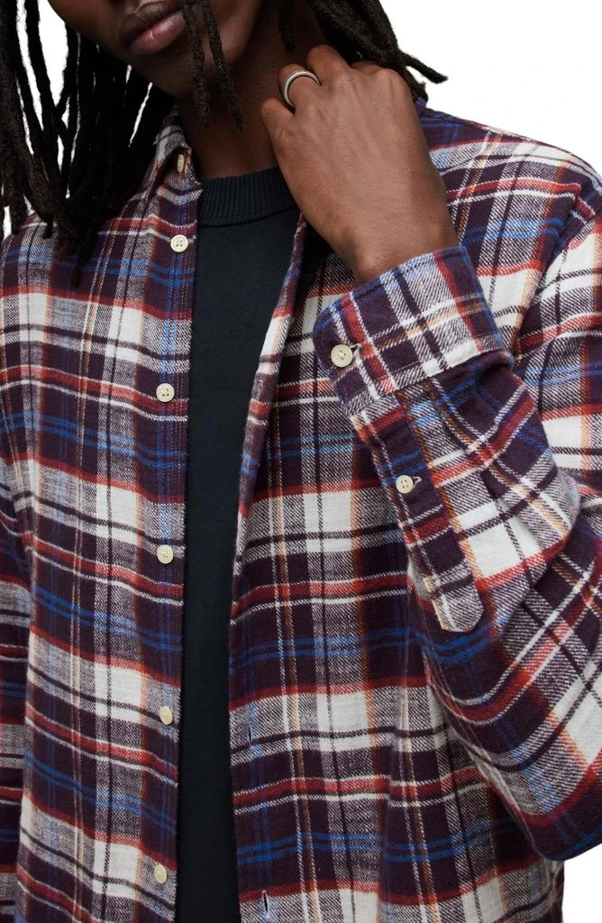 ALL SAINTS Lakeshort Plaid Flannel Button-Up Shirt 2