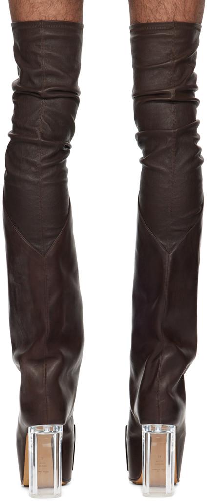 Rick Owens Brown Flared Platform Boots