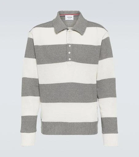 Thom Browne Striped cotton piqué polo sweater 1