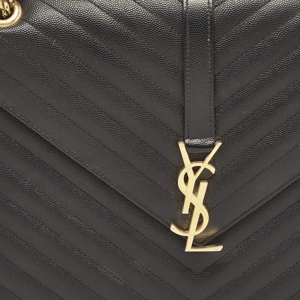 Yves Saint Laurent Saint Laurent Black Chevron Leather Large Monogram Envelope Shoulder Bag 5