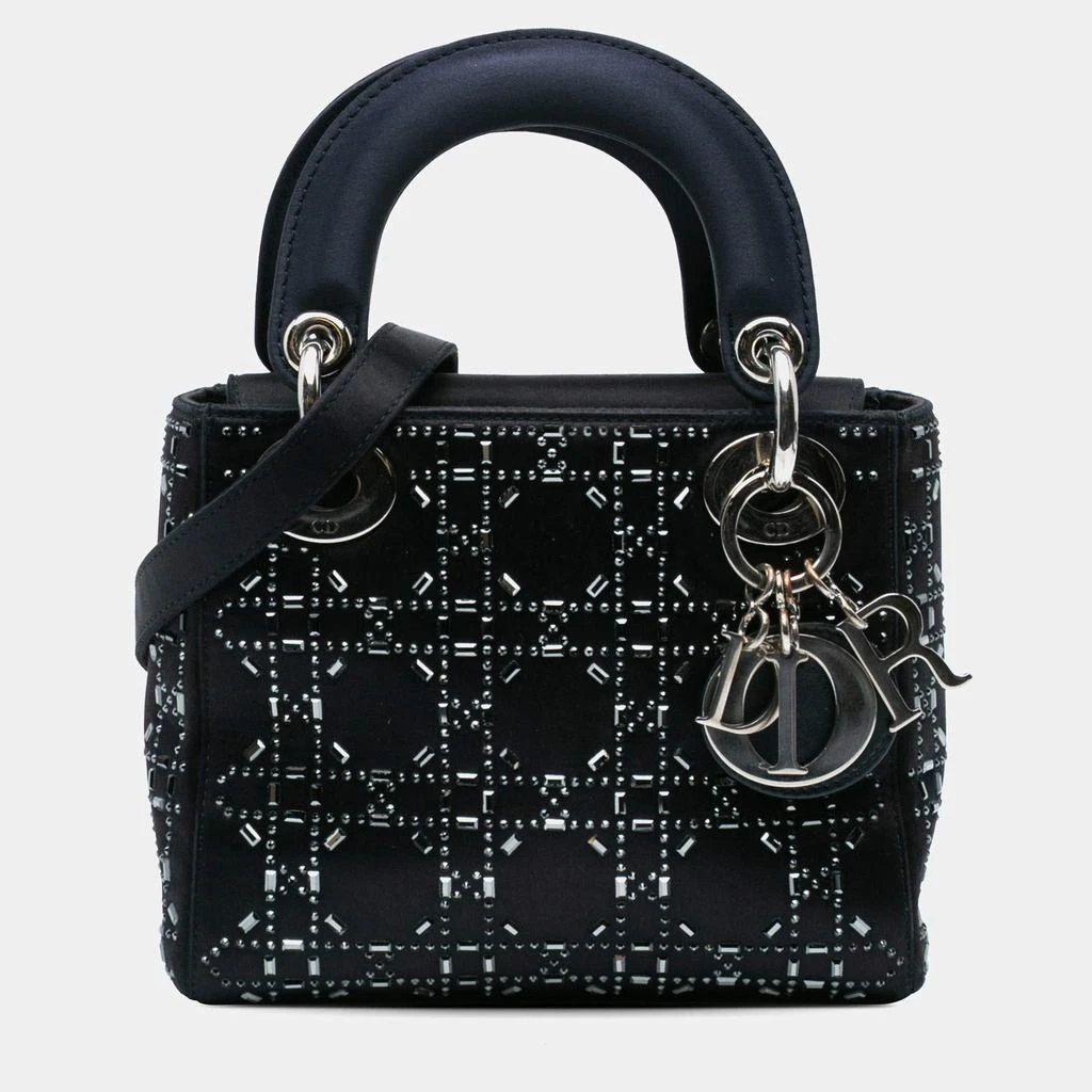 Dior Dior Black Mini Satin Cannage Strass Crystal Embellished Lady Dior Bag 1