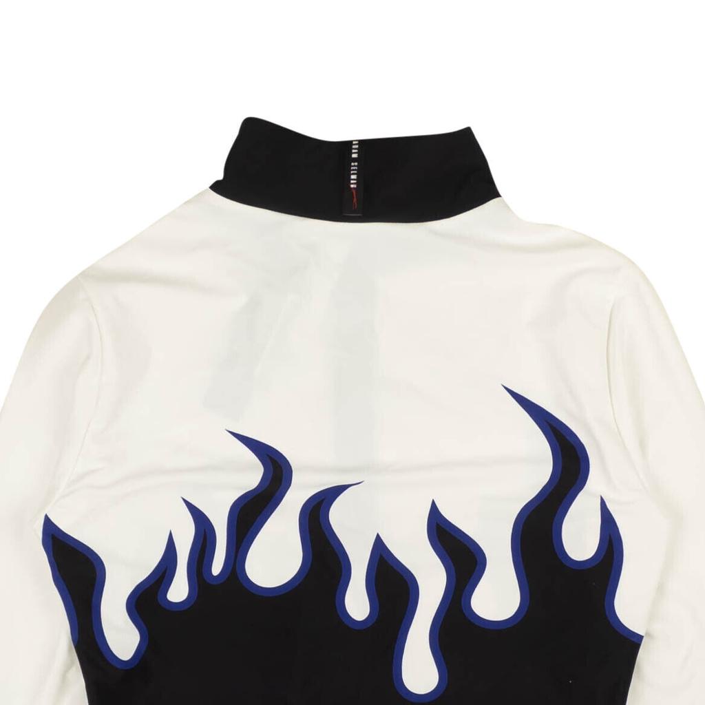 Adam Selman Long Sleeve Flame Crop Top - White/Black