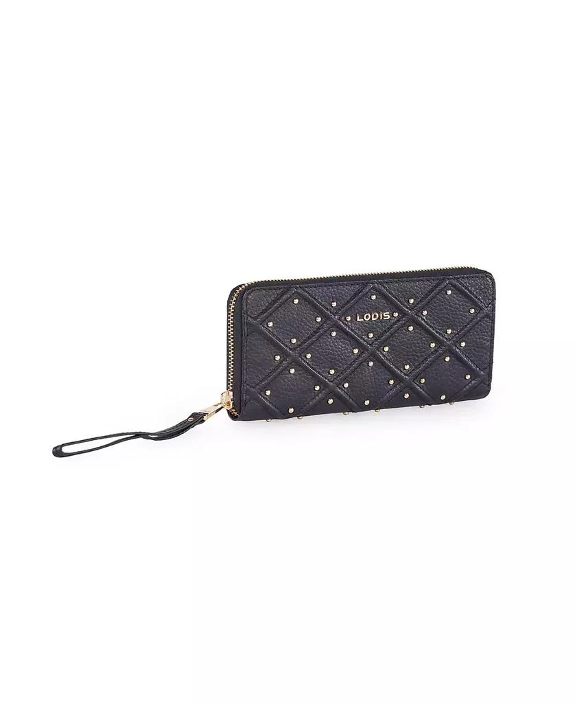 LODIS Women's Aria Accordian Zip Around Wallet with Studs 4