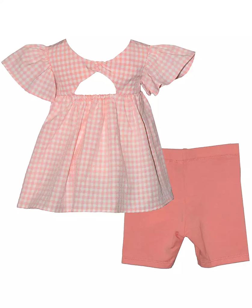 Bonnie Baby Baby Girls 2-Piece Check Strawberry Top and Bike Shorts Set