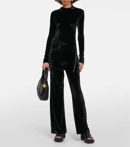 Jil Sander High-rise velvet wide-leg pants 2