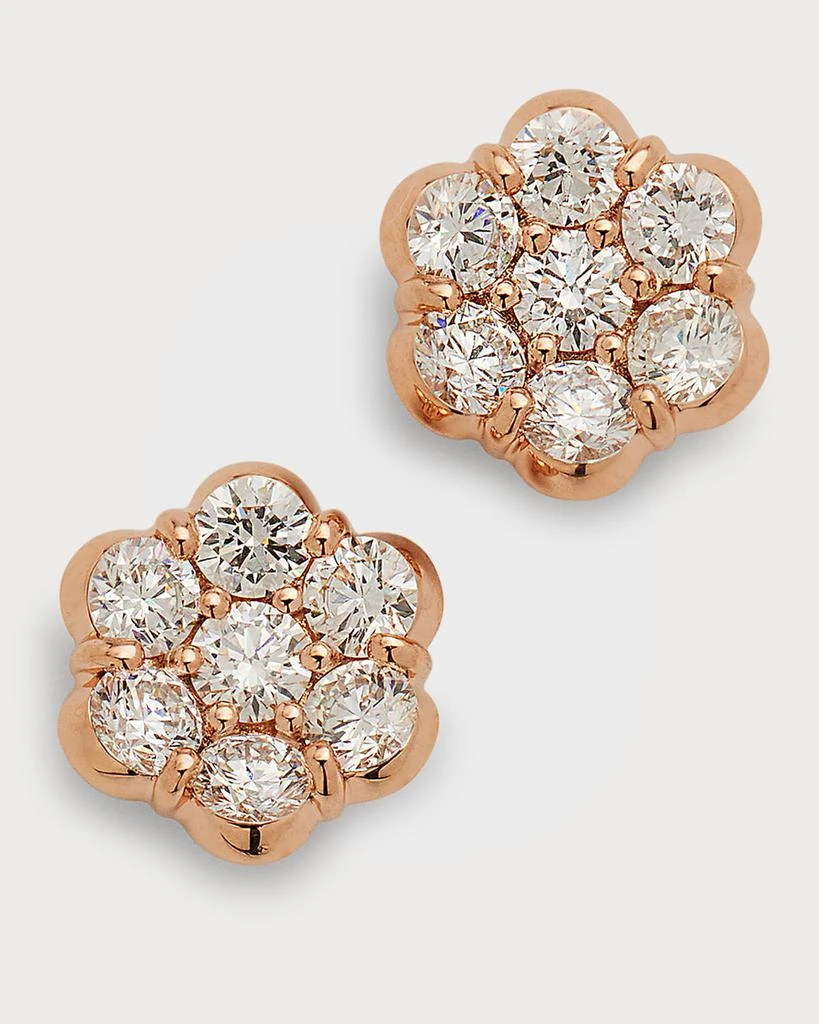 Bayco 18k Rose Gold Floral Diamond Stud Earrings 1