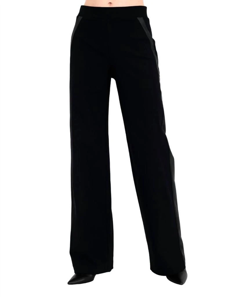 ELAINE KIM Elaine Kim - Clovis Tech Stretch Slouchy Pants With Vegan Leather Stripe 1
