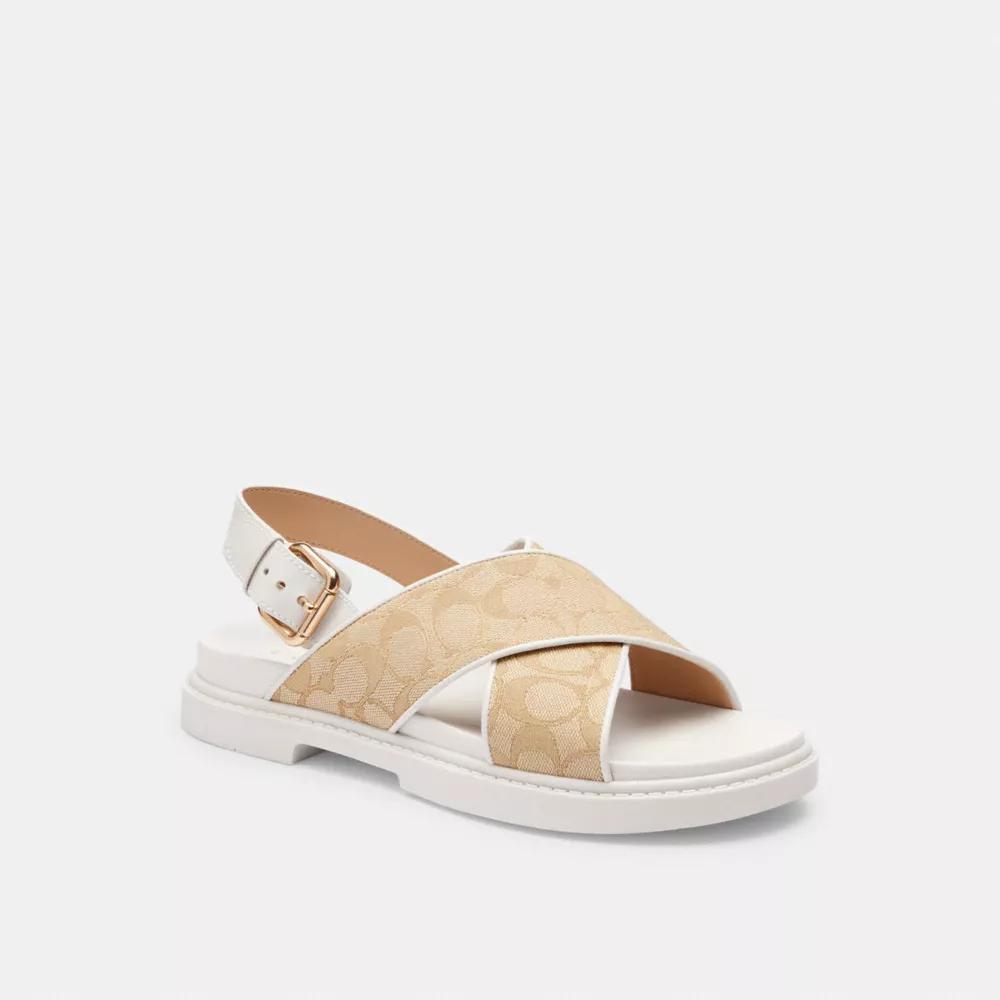 Coach＊レディースFraser シグネチャージャガードサンダル CR865 Coach Fraser Sandal In Signature Jacquard - Sandals