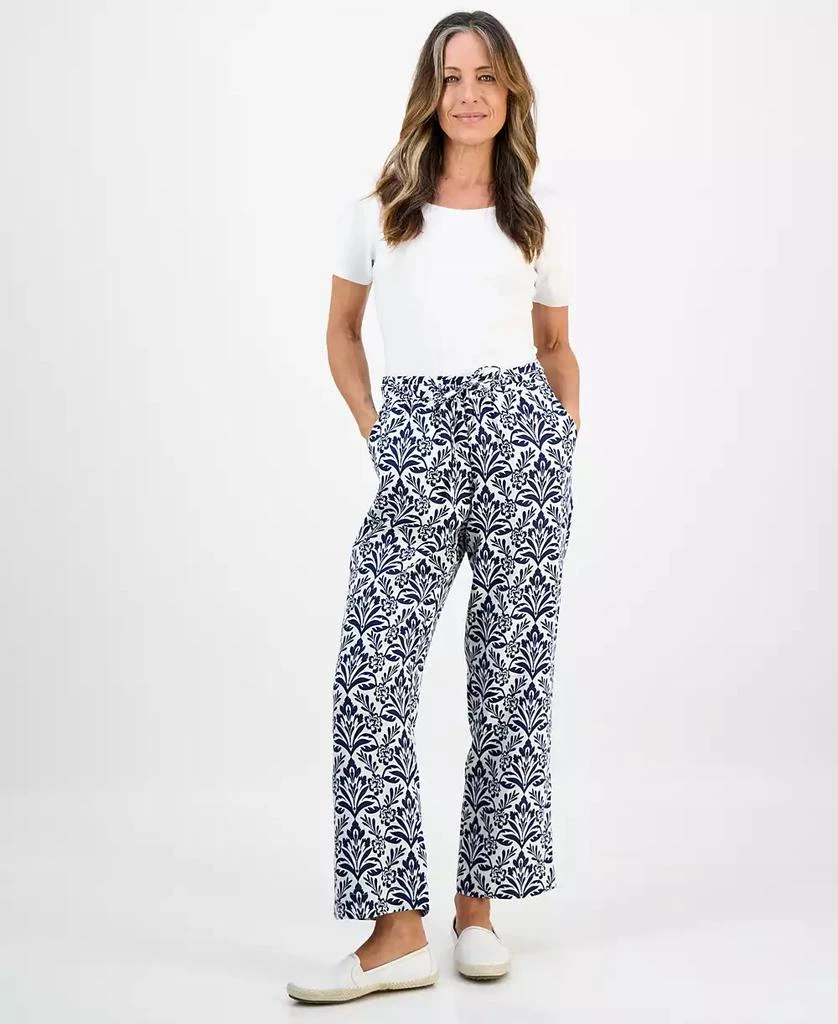Charter Club Women
s 100% Linen Print Pull-On Wide-Leg Pants, Macy
s Exclusive