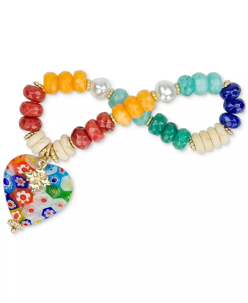 Patricia Nash Gold-Tone Heart Charm Beaded Stretch Bracelet 3