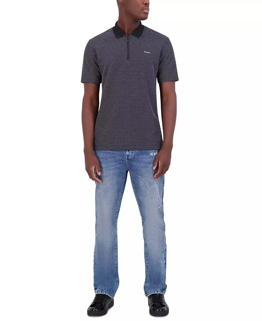 Karl Lagerfeld Paris Men's Logo Textured Zip Polo Shirt 5
