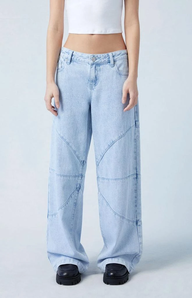 PacSun Eco Light Indigo Seamed Low Rise Baggy Jeans 1