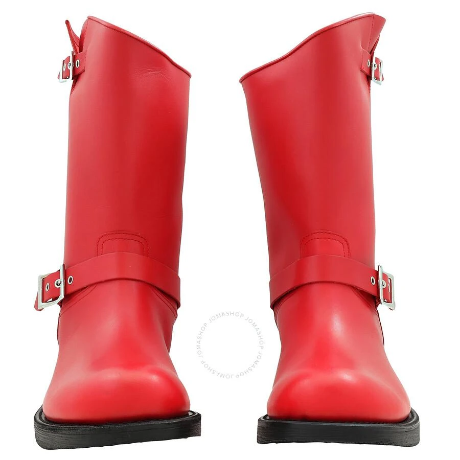 Burberry Men's Bright Red Grover Leather Motorcycle Boots 3