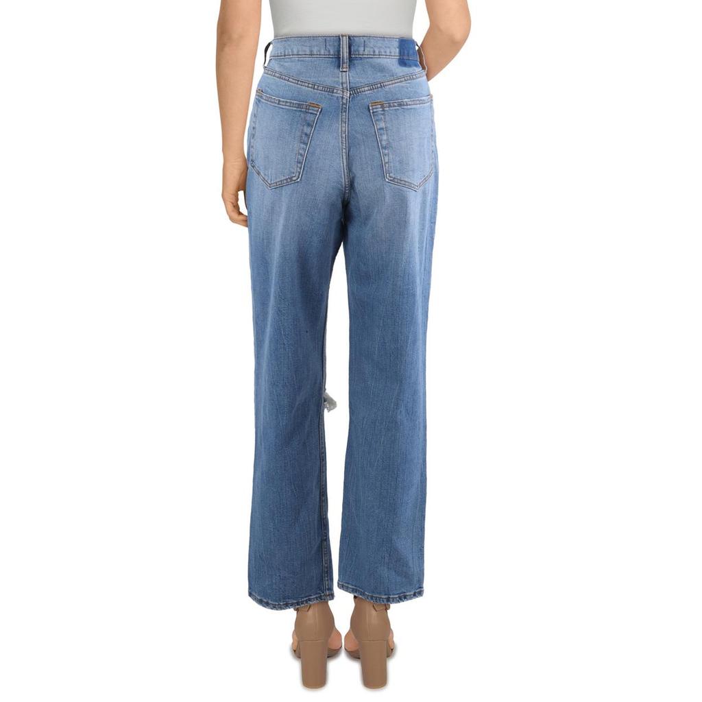 Abercrombie & Fitch Womens Distressed Denim Straight Leg Jeans