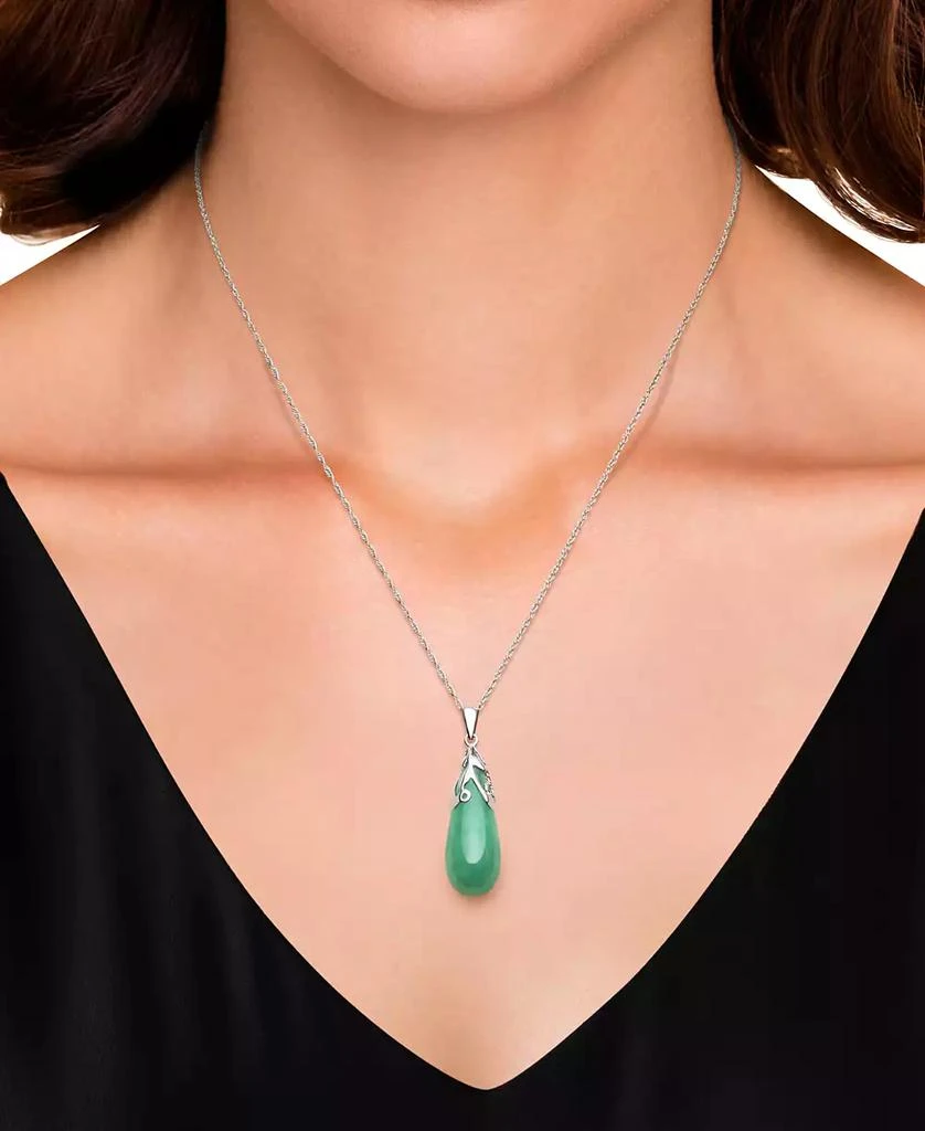 Macy
s Dyed Jade Leaf Top Teardrop Pendant Set in Sterling Silver 2