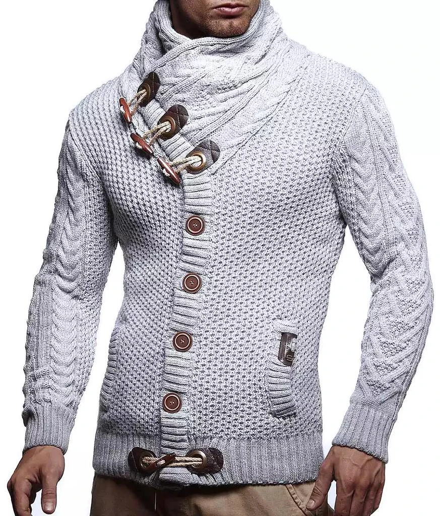 Leif Nelson Men
s Knitted Turtleneck Jacket - Winter Cardigan Sweaters for Men 3