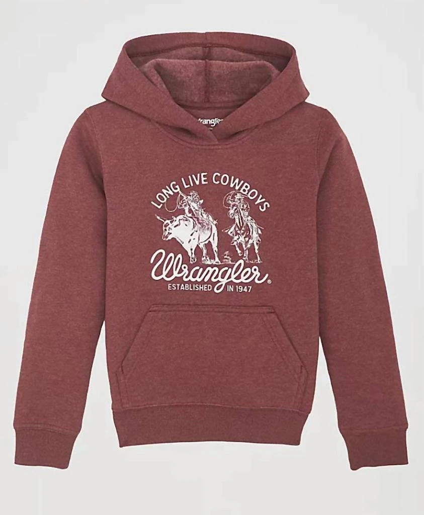 Wrangler Boy's  Team Roper Sweatshirt In Heather Burgundy 1
