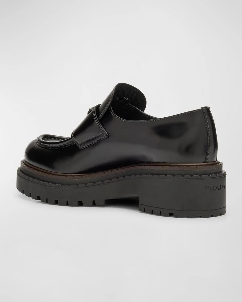 Prada Chocolate Calfskin Platform Loafers 4