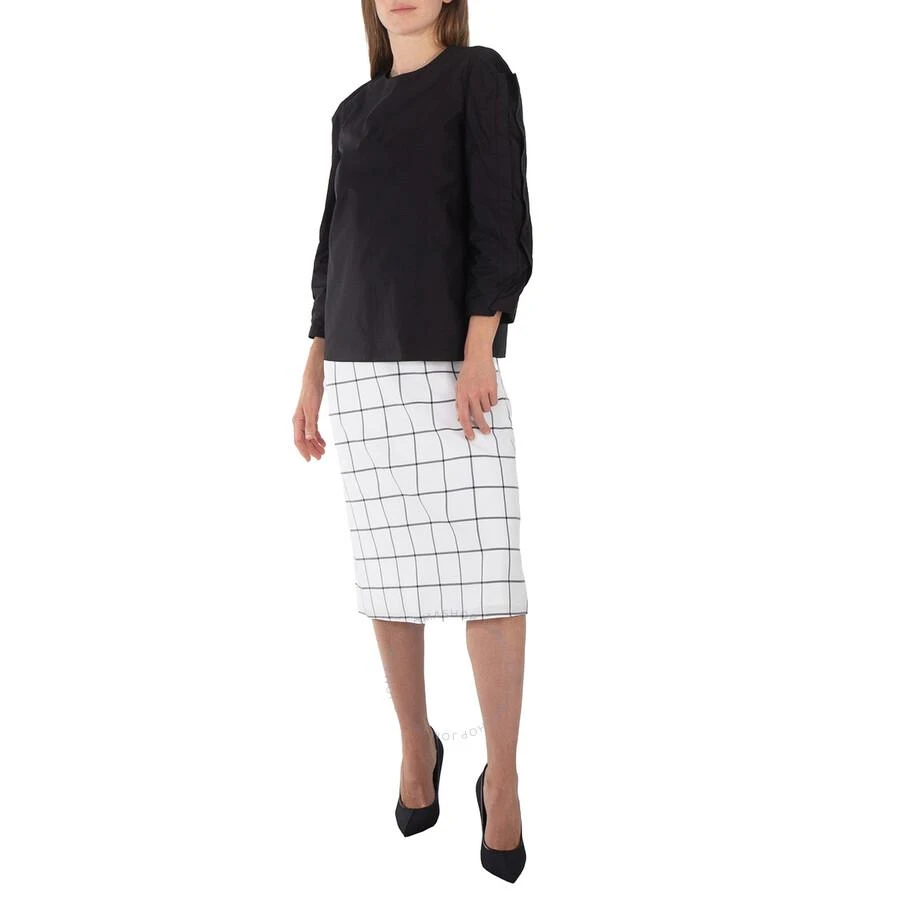Tibi Tibi Ladies Black Cotton Sateen Square Sleeve Top, Size 0 1