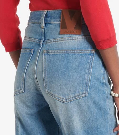Valentino Jacquard-trimmed straight jeans 5