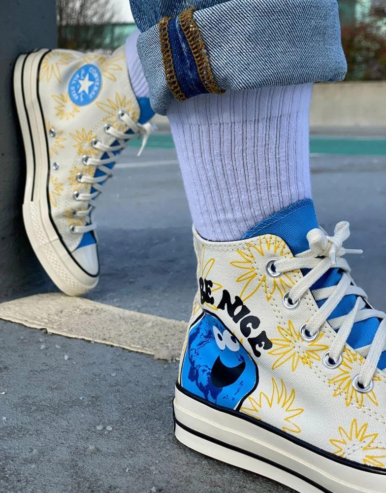 Converse Converse Chuck 70 Hi Much Love printed trainers in white and yellow 4
