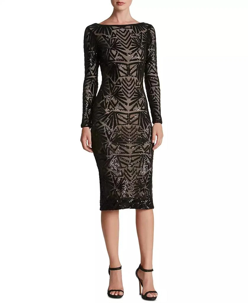 semi formal dresses juniors Rent Dress The Population Lia Ivory Multi Midi Dress main image 1