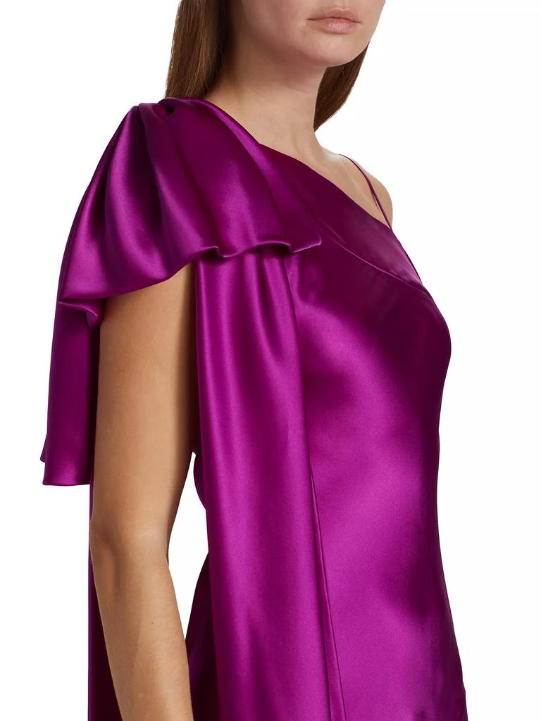 Rodarte Purple Silk Satin 1 Shoulder Dress With Bow Detail 6