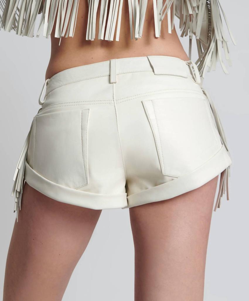 One Teaspoon Chaos Walking Fringed Leather Bandit Shorts