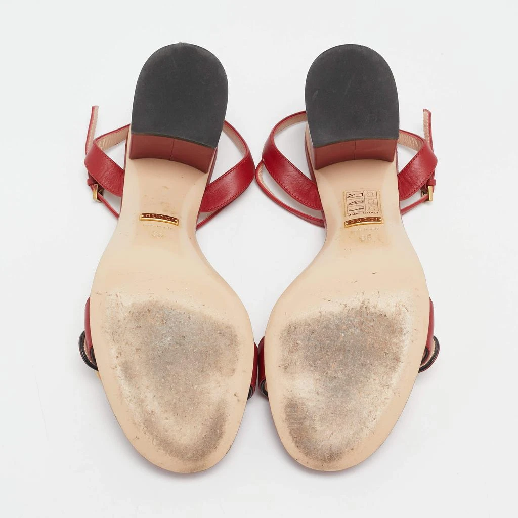 Gucci Gucci Red Leather GG Marmont Ankle Strap Sandals Size 38 6