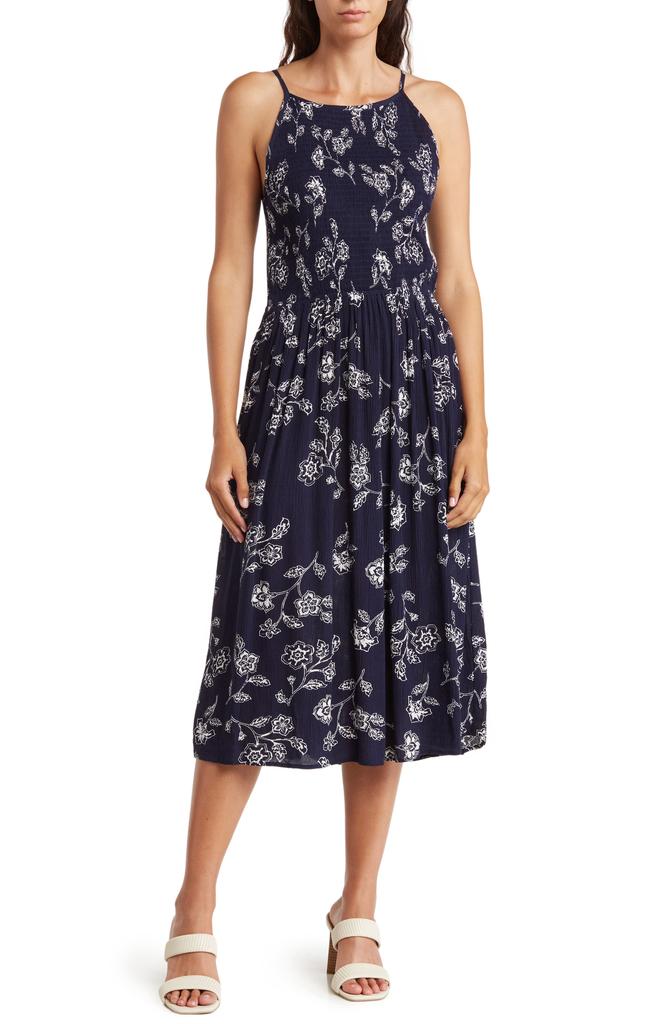 C & C California Casey Floral Halter Neck Midi Dress