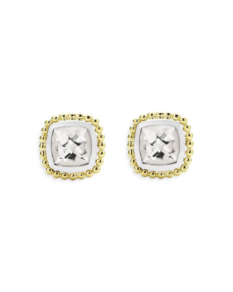 LAGOS 18K Yellow Gold & Sterling Silver Rittenhouse White Topaz Stud Earrings 3
