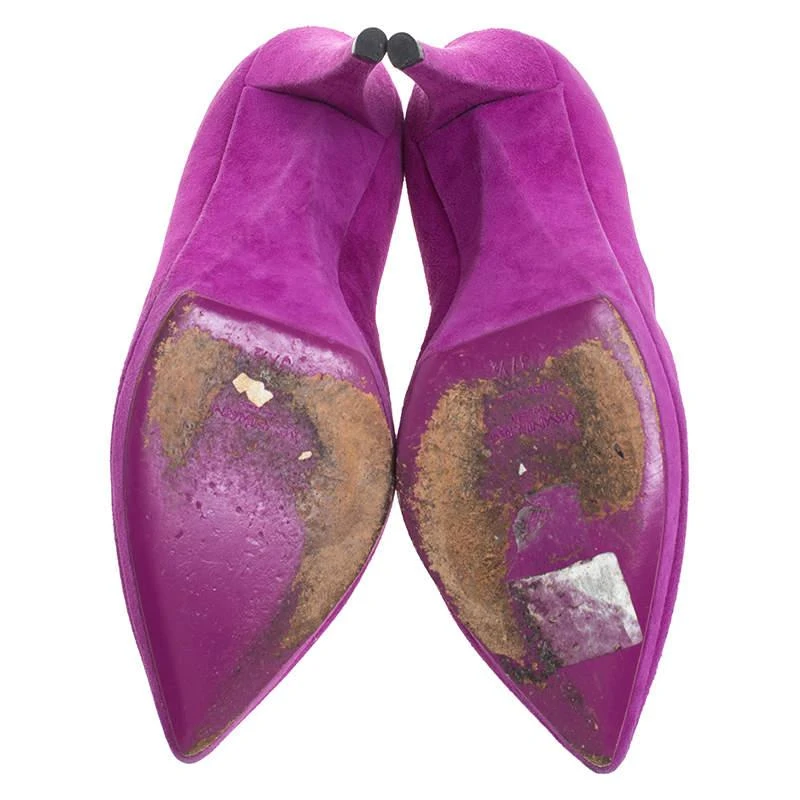 Yves Saint Laurent Saint Laurent Paris Purple Suede Janis Platform Pumps 37.5 6
