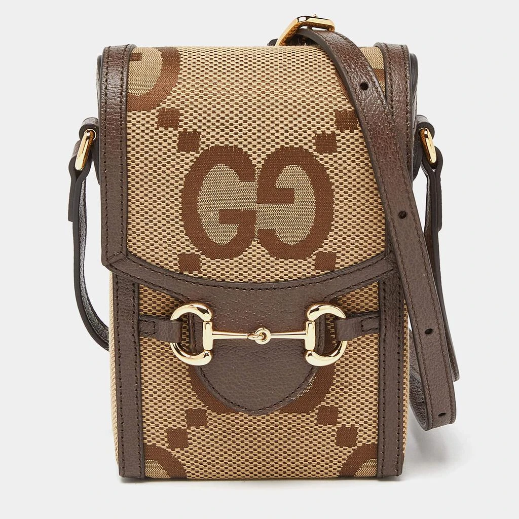 Gucci Gucci Beige Jumbo GG Canvas and Leather Horsebit 1955 Crossbody Bag 1