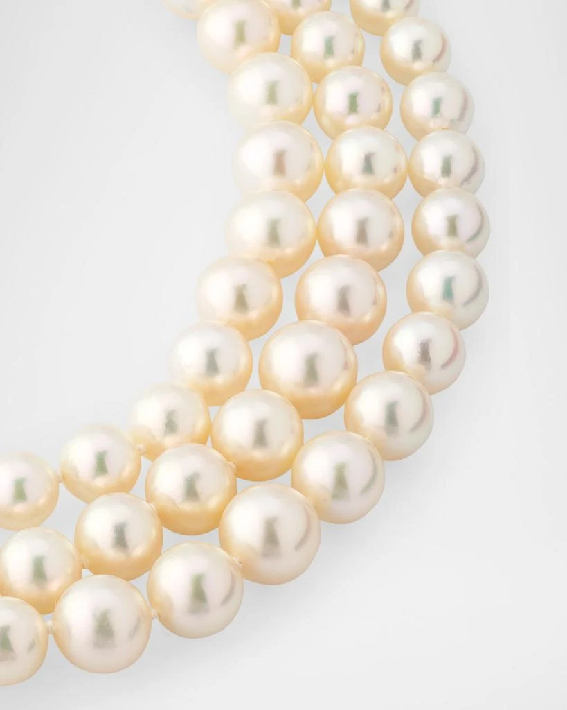 BELPEARL 14K Yellow Gold 3-Row Graduated Akoya Pearl Necklace, 19.5"L 3