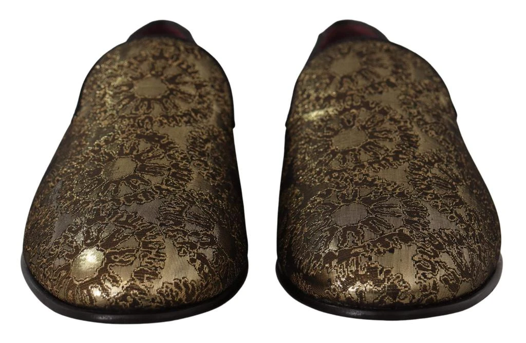 Dolce & Gabbana Dolce & Gabbana Gold Jacquard Flats Mens Loafers Shoes 6