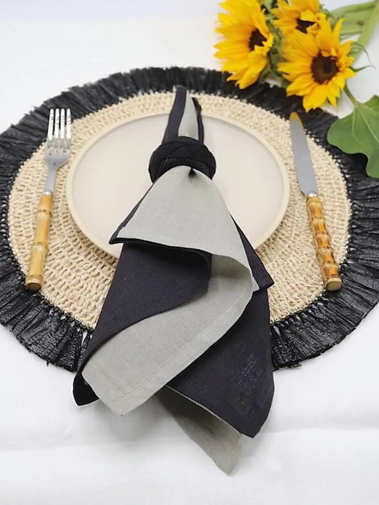 Von Gern Home Woven Rattan Fringe Placemats, Set of 4 2