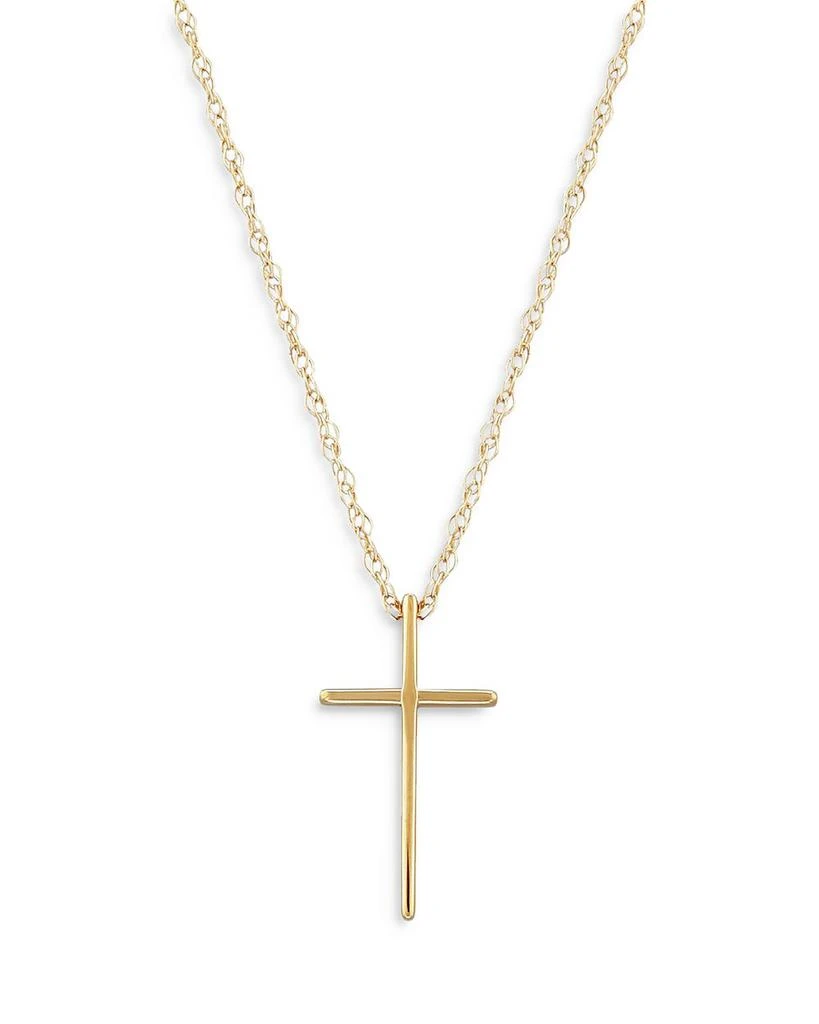Bloomingdale's Children's Polished Cross Pendant Necklace in 14K Yellow Gold, 14" 1