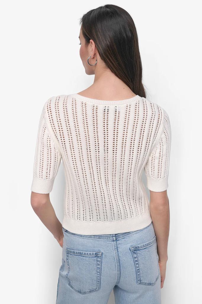 DKNY CABLE POINTELLE KNIT CARDIGAN