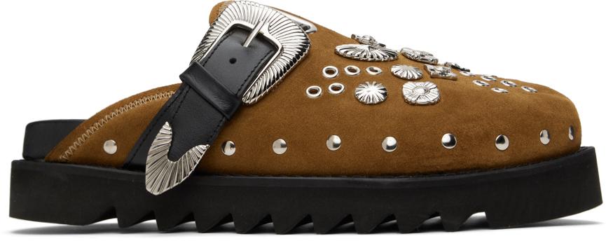 Toga Virilis SSENSE Exclusive Tan Eyelet Metal Sabot Loafers