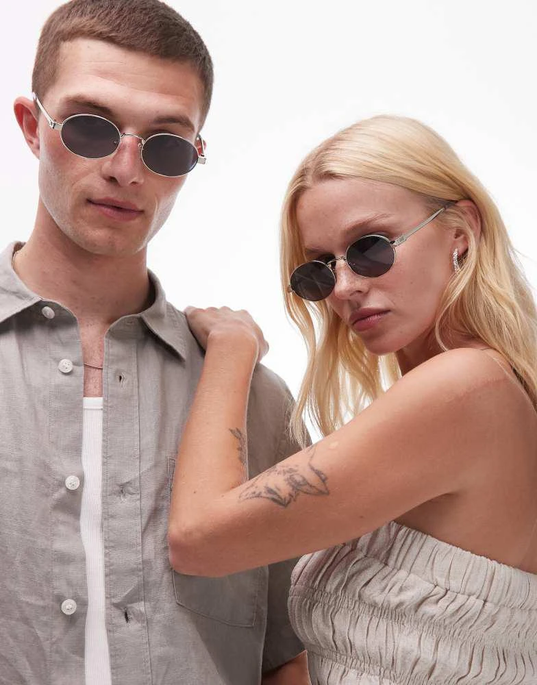 Le Specs Le Specs poseidon deux round metal sunglasses in silver and black 1