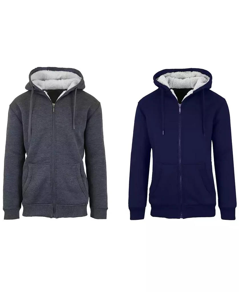 Q-Active Men's Modern Fit Sherpa Lined Fleece Zip-Up Hoodie, Pack of 2 1
