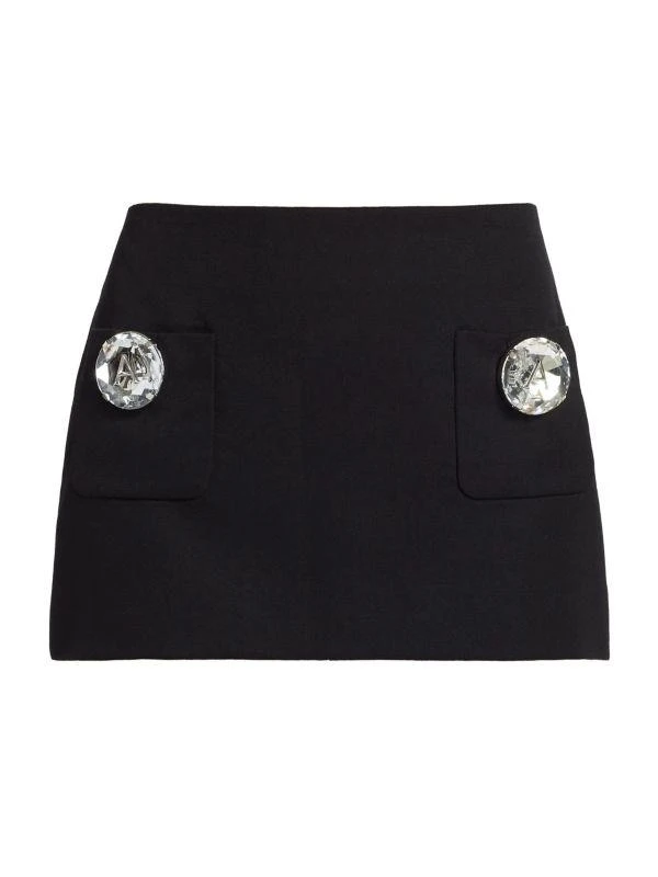 AREA Jumbo Crystal-Embellished Virgin Wool Mini Skirt 6