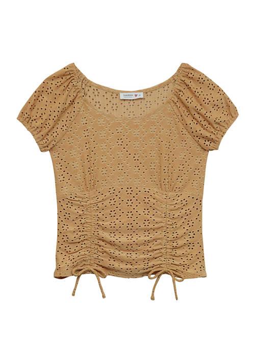 Beautees Girls 7 16 Knit Eyelet Top