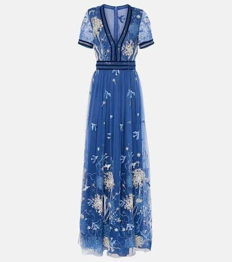 Costarellos Floral embroidered gown 1