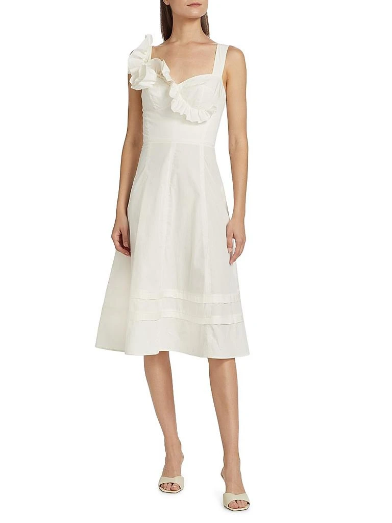 Marchesa Rosa Cotton Ruffled Sweetheart Midi-Dress 3