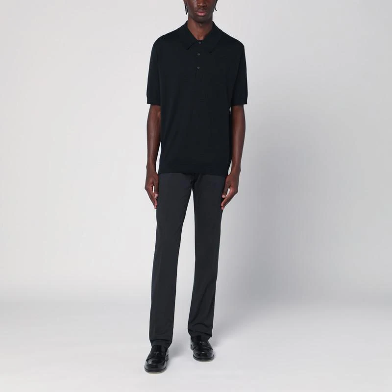 John Smedley Black Isis polo in cotton 2