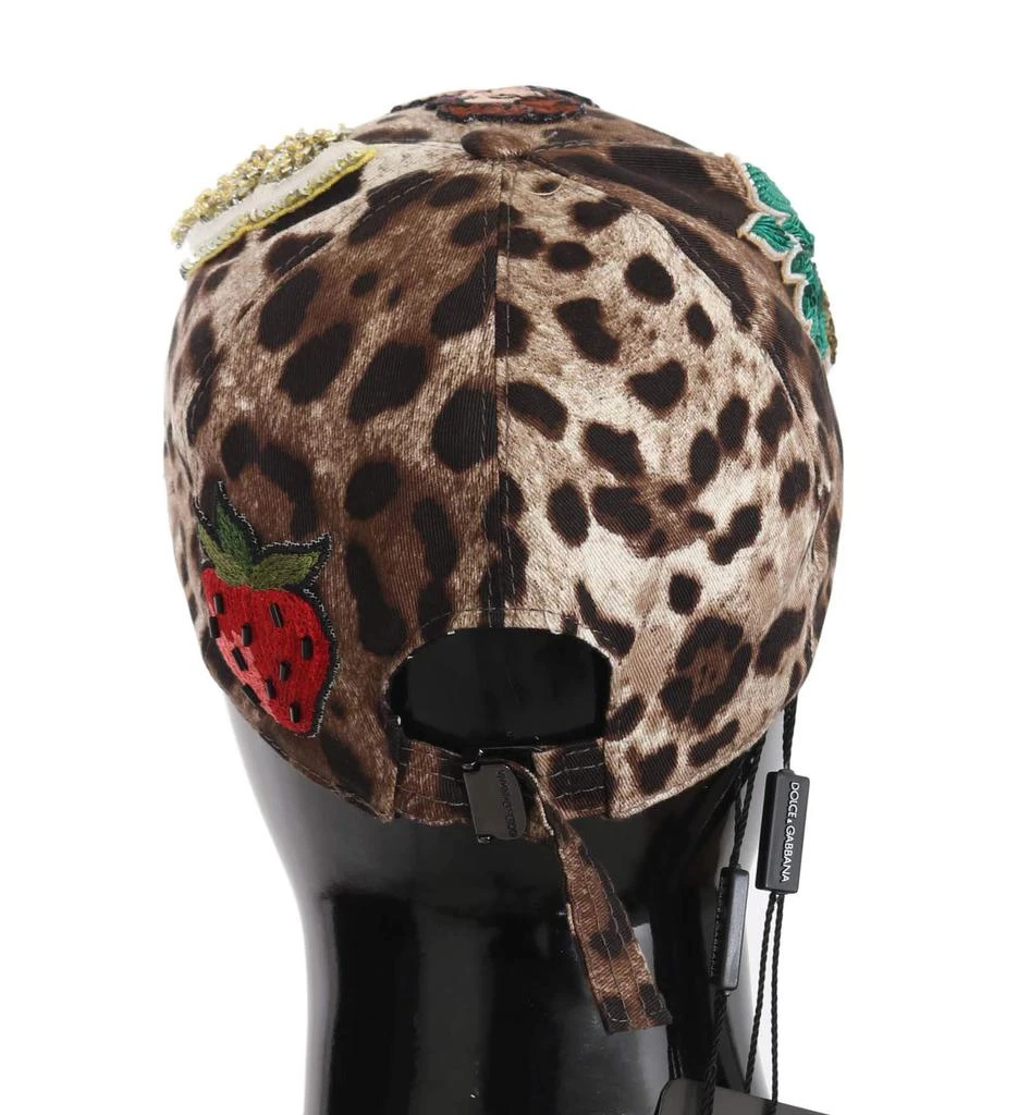 Dolce & Gabbana Dolce & Gabbana Brown Leopard Sequin Sicily Applique Baseball Hat 3