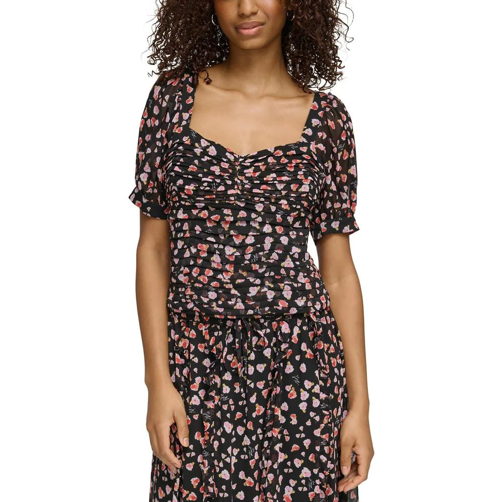 Karl Lagerfeld Paris Womens Floral Print Pleated Cropped 2